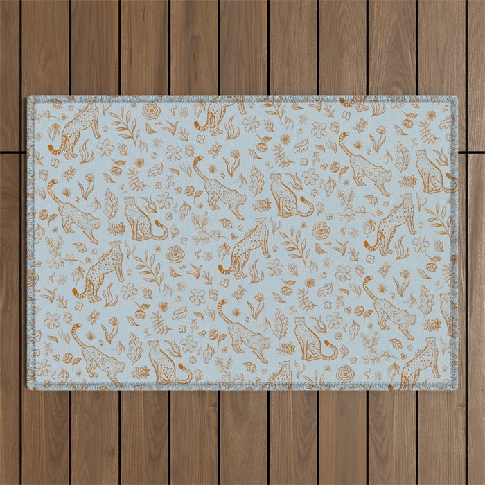 Cheetahs and Plants Boho Outdoor Rug Gallery Image 1