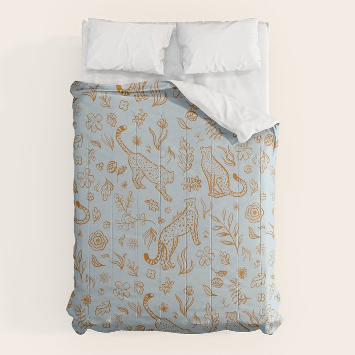 Cheetahs and Plants Boho Comforter Gallery Image 1