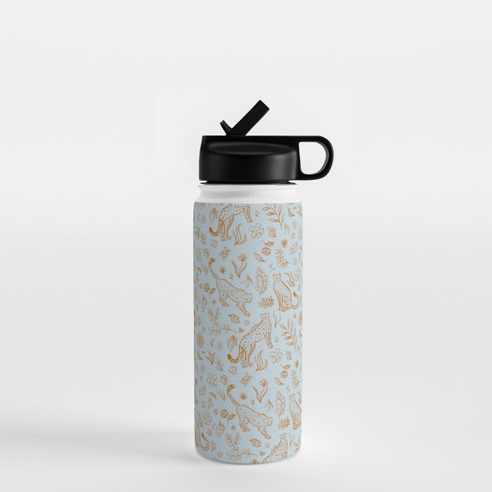 Cheetahs and Plants Boho Water Bottle Gallery Image 1
