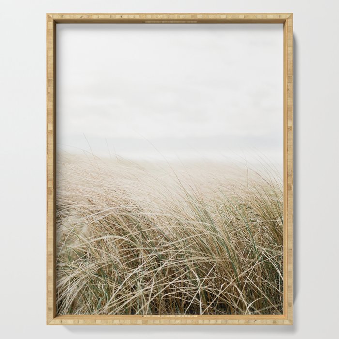 Dune grass | Ireland travel photogragraphy print | At the beach Serving Tray Gallery Image 1