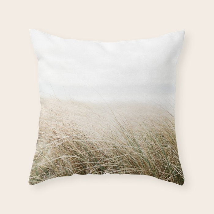 Dune grass | Ireland travel photogragraphy print | At the beach Throw Pillow Gallery Image 1