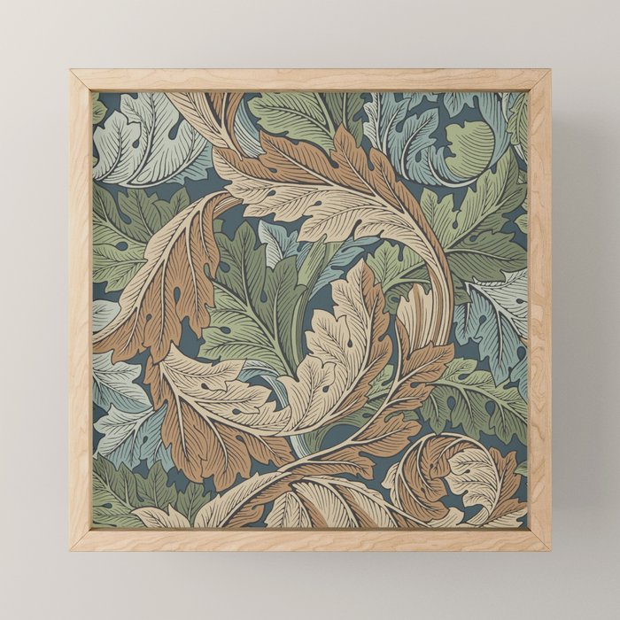William Morris Acanthus Leaves Slate Blue Thyme Vintage Pattern Mini Art Print Gallery Image 1