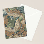 William Morris Acanthus Leaves Slate Blue Thyme Vintage Pattern Stationery Card Gallery Image 2
