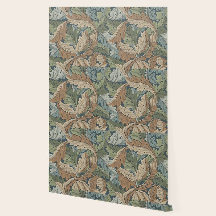William Morris Acanthus Leaves Slate Blue Thyme Vintage Pattern Wallpaper Gallery Image 2
