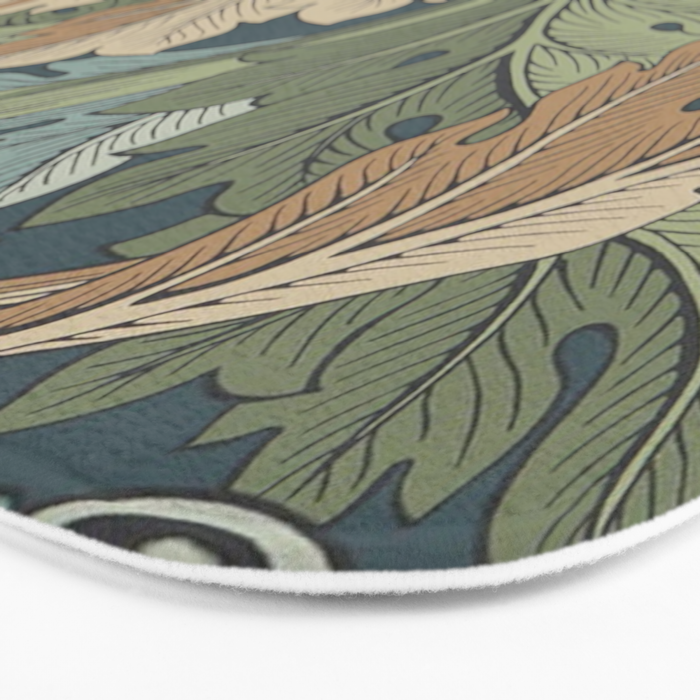 William Morris Acanthus Leaves Slate Blue Thyme Vintage Pattern Bath Mat Gallery Image 3
