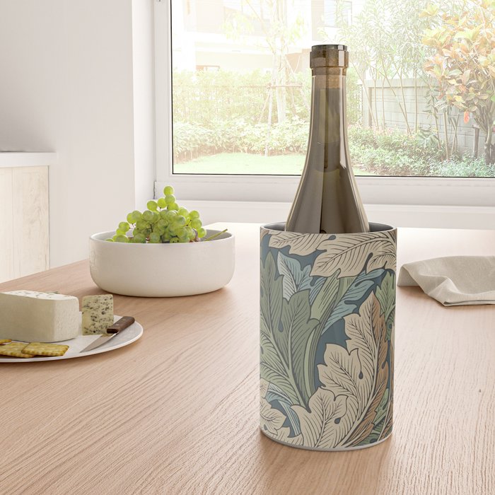 William Morris Acanthus Leaves Slate Blue Thyme Vintage Pattern Wine Chiller Gallery Image 4