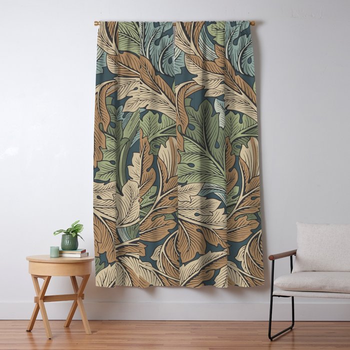 William Morris Acanthus Leaves Slate Blue Thyme Vintage Pattern Window Curtain Gallery Image 5
