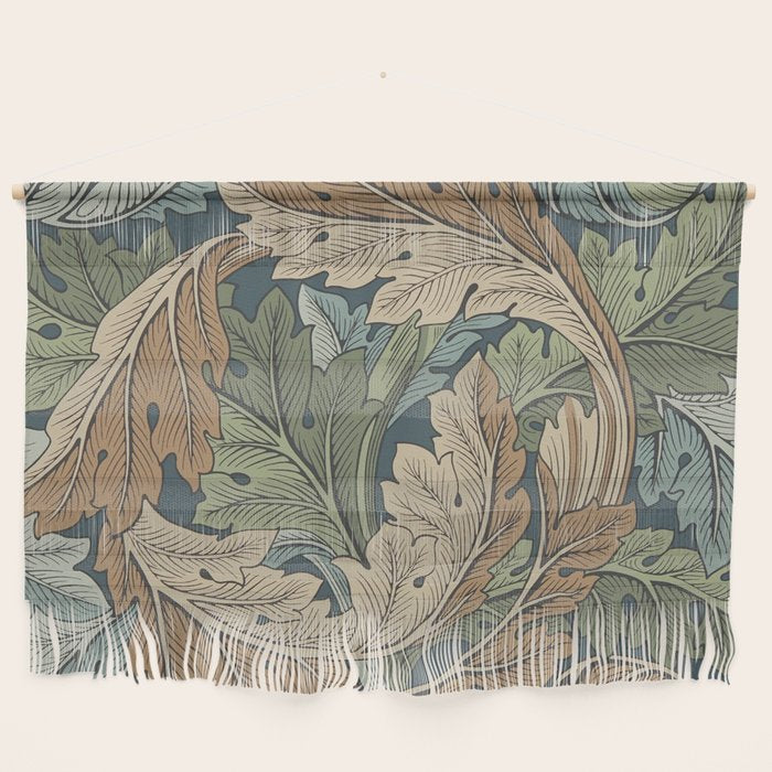 William Morris Acanthus Leaves Slate Blue Thyme Vintage Pattern Wall Hanging Gallery Image 1