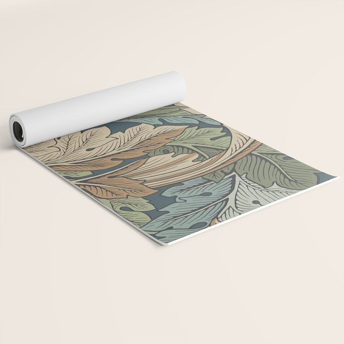 William Morris Acanthus Leaves Slate Blue Thyme Vintage Pattern Yoga Mat Gallery Image 2