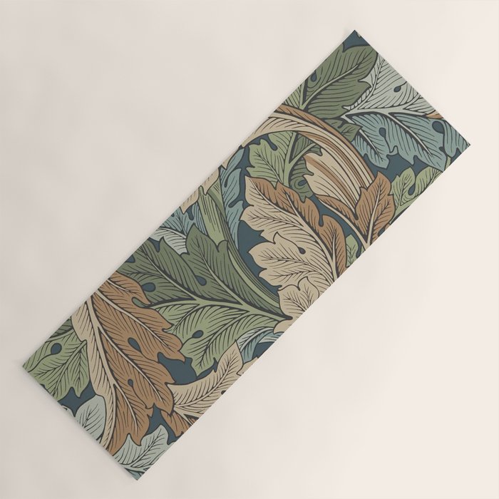 William Morris Acanthus Leaves Slate Blue Thyme Vintage Pattern Yoga Mat Gallery Image 1