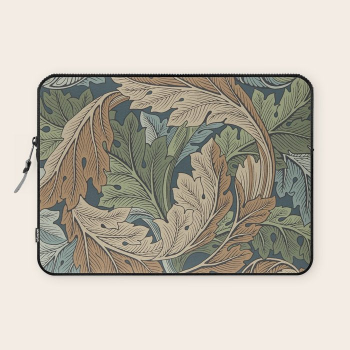 William Morris Acanthus Leaves Slate Blue Thyme Vintage Pattern Laptop Sleeve Gallery Image 1