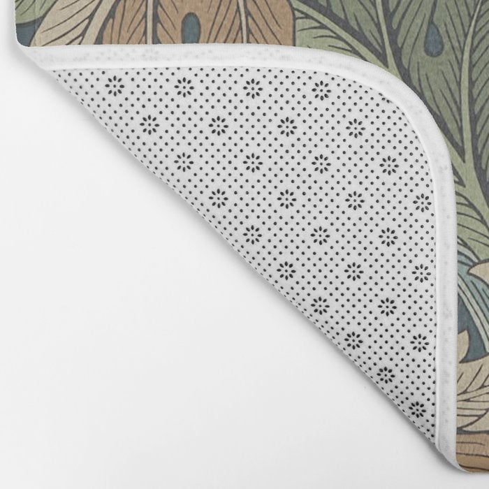 William Morris Acanthus Leaves Slate Blue Thyme Vintage Pattern Bath Mat Gallery Image 2