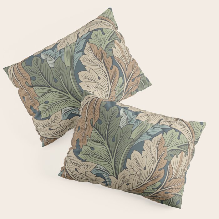 William Morris Acanthus Leaves Slate Blue Thyme Vintage Pattern Pillow Sham Gallery Image 3