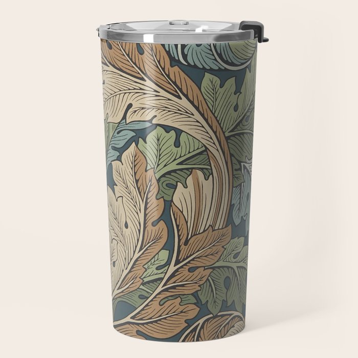 William Morris Acanthus Leaves Slate Blue Thyme Vintage Pattern Travel Mug Gallery Image 2