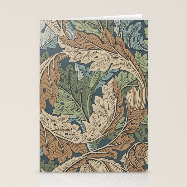 William Morris Acanthus Leaves Slate Blue Thyme Vintage Pattern Stationery Card Gallery Image 1