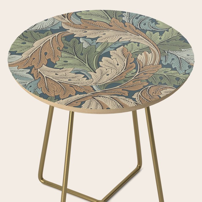 William Morris Acanthus Leaves Slate Blue Thyme Vintage Pattern Side Table Gallery Image 2