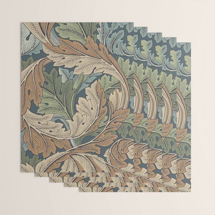 William Morris Acanthus Leaves Slate Blue Thyme Vintage Pattern Wrapping Paper Gallery Image 3