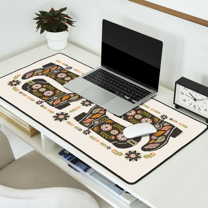 Cowboy boots and flowers Desk Mat Gallery Image 2