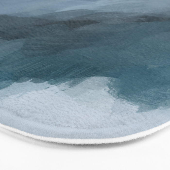 Big Wave Sunset - Navy Blue Surf Indigo Light Blue Clouds Abstract Nature Ocean Painting Art Print Bath Mat Gallery Image 3