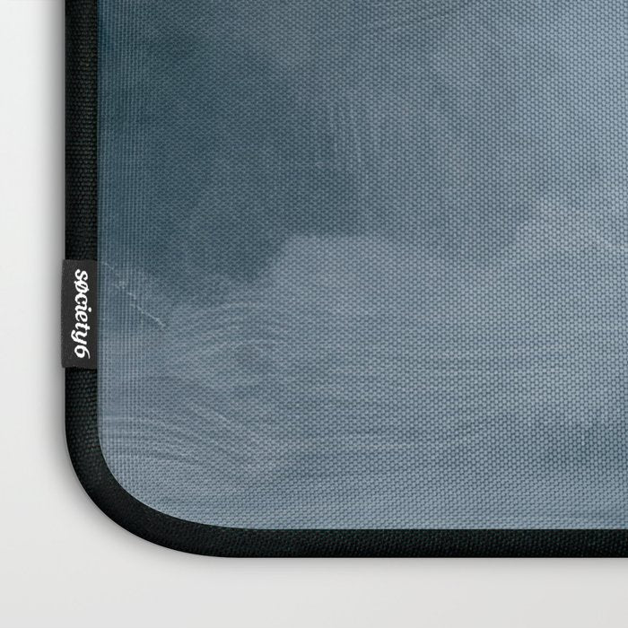 Big Wave Sunset - Navy Blue Surf Indigo Light Blue Clouds Abstract Nature Ocean Painting Art Print Laptop Sleeve Gallery Image 3