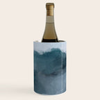 Big Wave Sunset - Navy Blue Surf Indigo Light Blue Clouds Abstract Nature Ocean Painting Art Print Wine Chiller Gallery Image 2