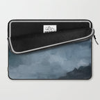 Big Wave Sunset - Navy Blue Surf Indigo Light Blue Clouds Abstract Nature Ocean Painting Art Print Laptop Sleeve Gallery Image 2