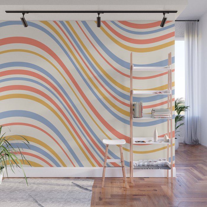 Wavy Stripes XXIII - Retro Summer Wall Mural Gallery Image 1