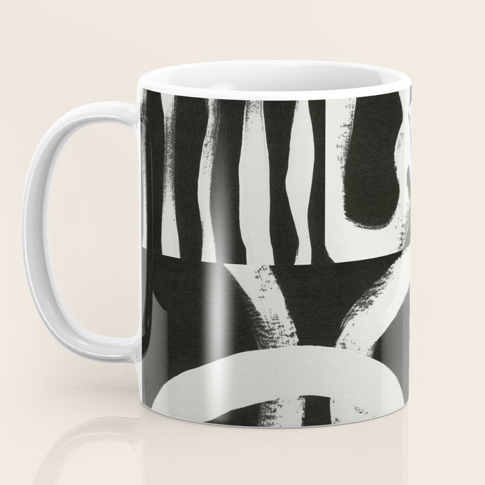 Black & White Abstract Collage #1 Coffee Mug Gallery Image 3