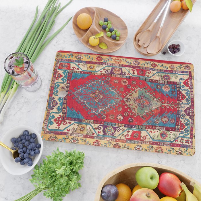 Anatolian Village Rug Print Cutting Board Gallery Image 2
