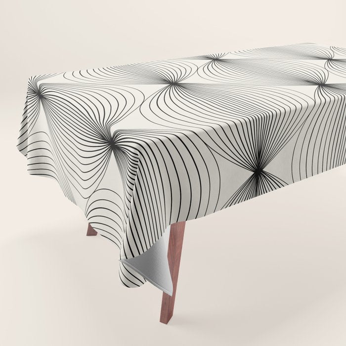 Geometric Orb Pattern - Black and White Tablecloth Gallery Image 1