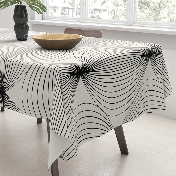 Geometric Orb Pattern - Black and White Tablecloth Gallery Image 3