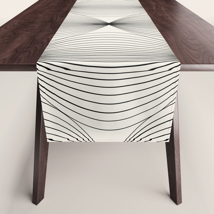 Geometric Orb Pattern - Black and White Table Runner Gallery Image 1