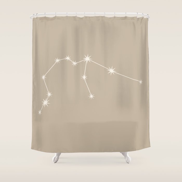 Aquarius Zodiac Star Constellation Line Art Beige Shower Curtain Gallery Image 1