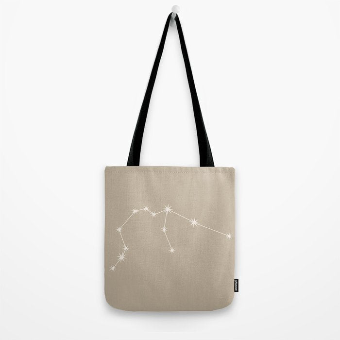 Aquarius Zodiac Star Constellation Line Art Beige Tote Bag Gallery Image 2
