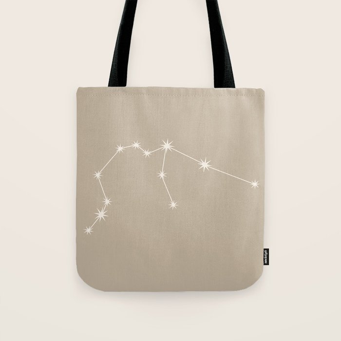 Aquarius Zodiac Star Constellation Line Art Beige Tote Bag Gallery Image 1