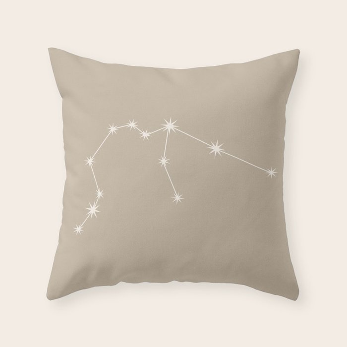 Aquarius Zodiac Star Constellation Line Art Beige Throw Pillow Gallery Image 6