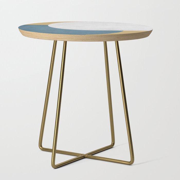 Halfmoon Colorblock - White Blue on Gold Side Table Gallery Image 1