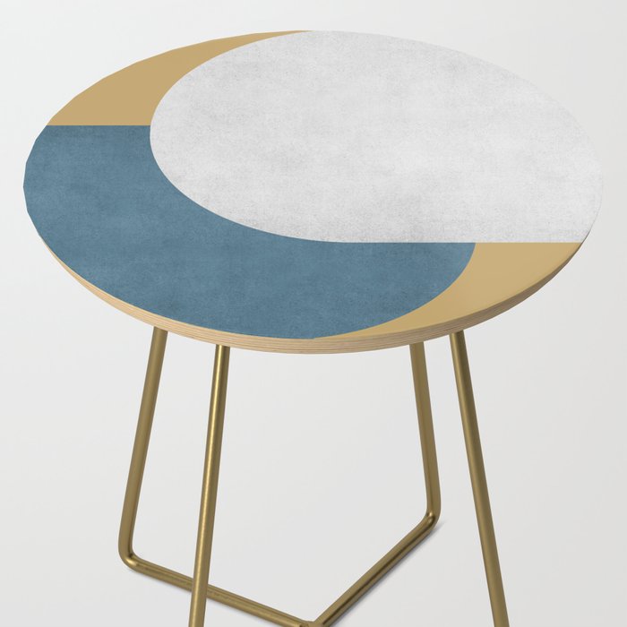 Halfmoon Colorblock - White Blue on Gold Side Table Gallery Image 2