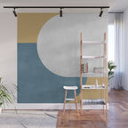 Halfmoon Colorblock - White Blue on Gold Wall Mural Gallery Image 1