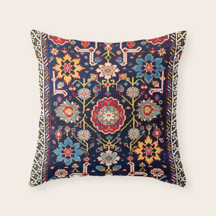 Shirvan Caucasian Afshan Antique Rug Print Throw Pillow Gallery Image 6