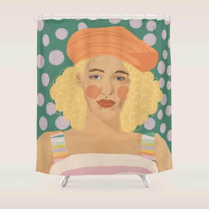 Beret girl Shower Curtain Gallery Image 1