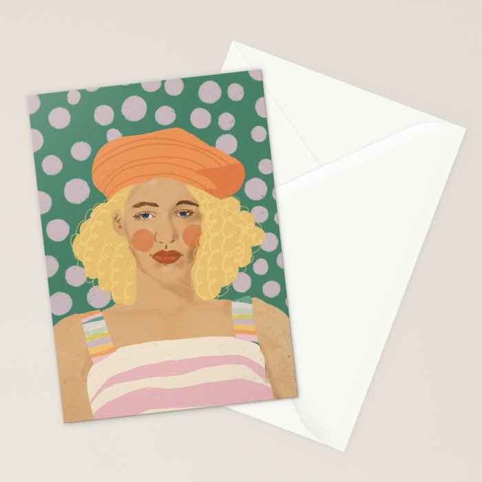 Beret girl Stationery Card Gallery Image 2