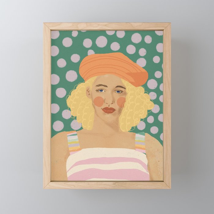 Beret girl Mini Art Print Gallery Image 1
