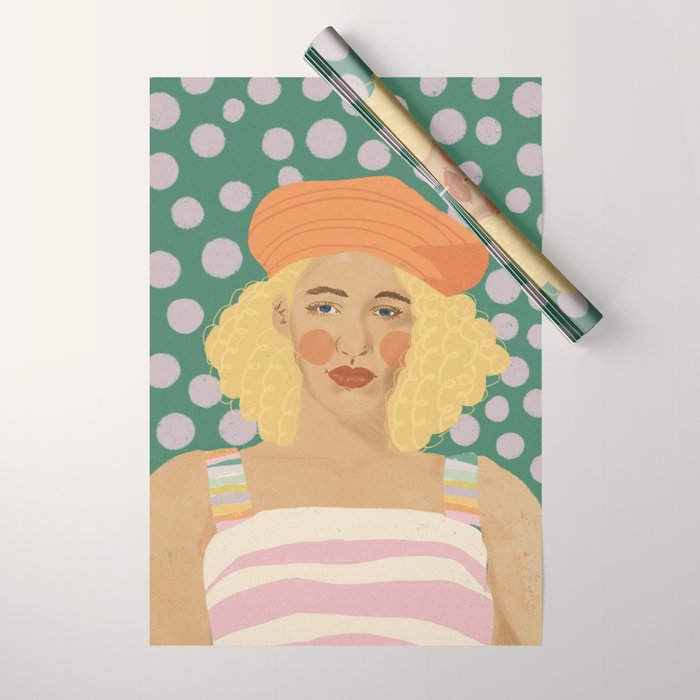 Beret girl Wrapping Paper Gallery Image 1