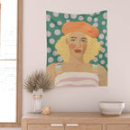 Beret girl Wall Tapestry Gallery Image 2