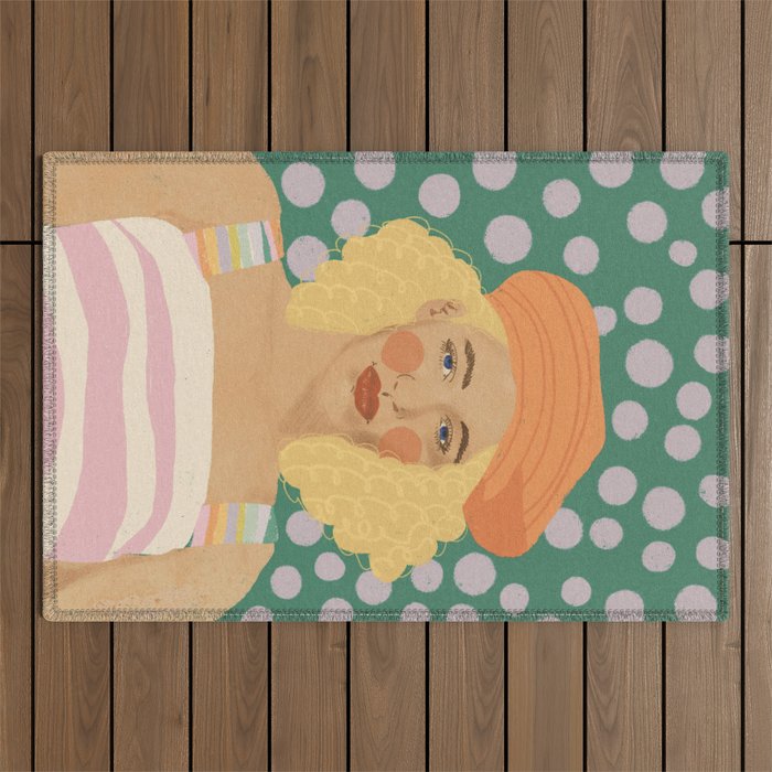 Beret girl Outdoor Rug Gallery Image 1