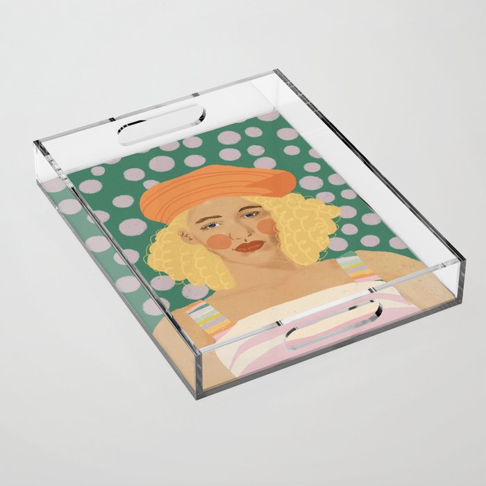 Beret girl Acrylic Tray Gallery Image 1
