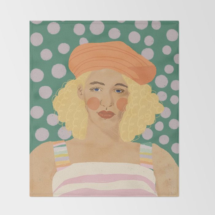 Beret girl Throw Blanket Gallery Image 2