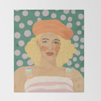 Beret girl Throw Blanket Gallery Image 2