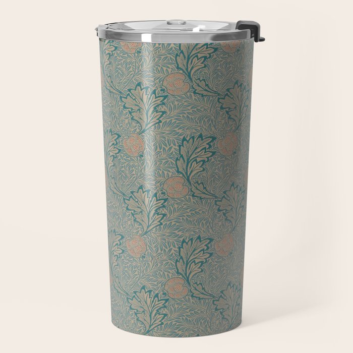 William Morris Apple Indigo Antique Gold Pattern Travel Mug Gallery Image 2